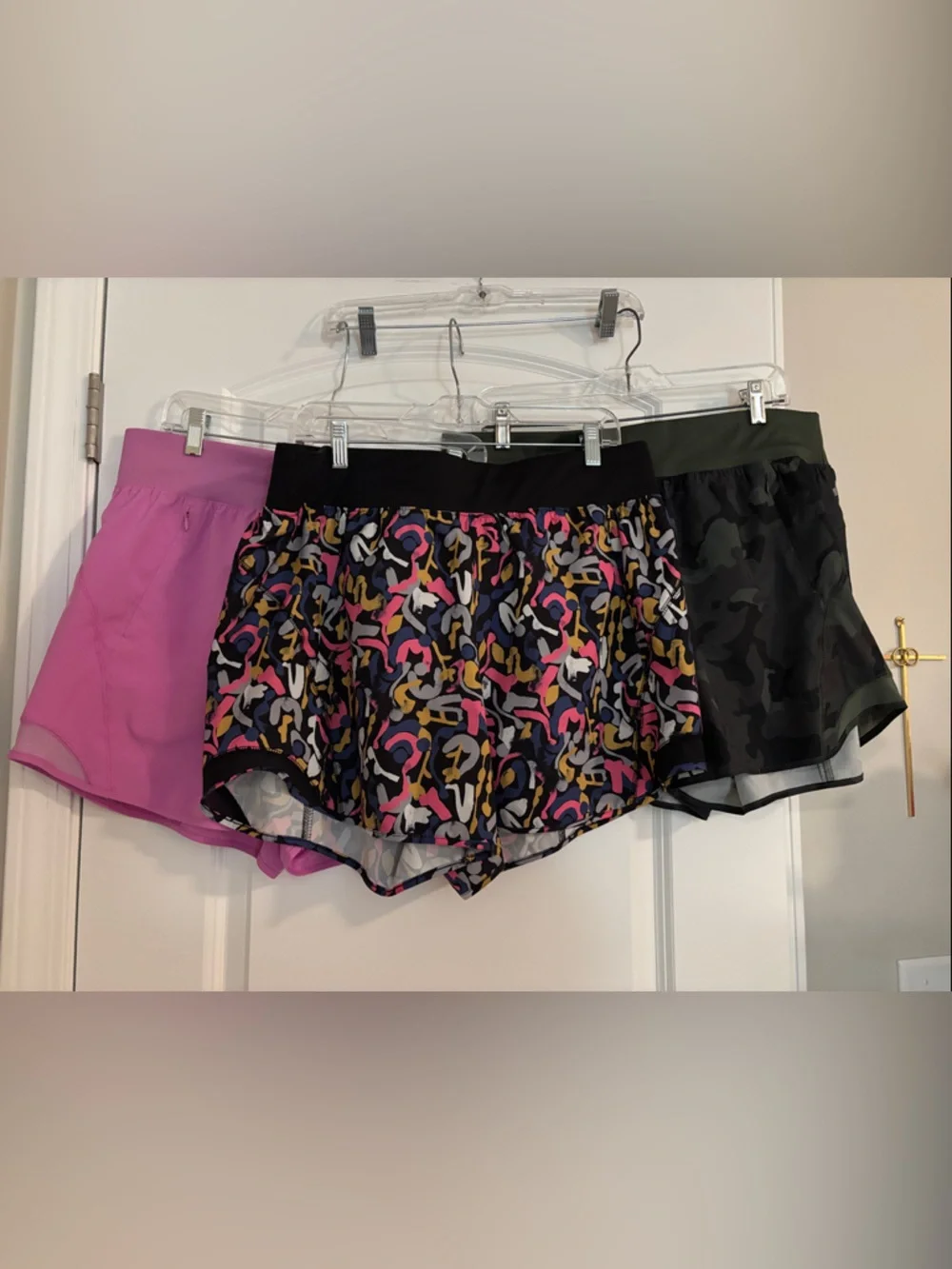 Colorful Abstract Print, camo print, & pink Athletic Shorts with Waistband - Picture 1 of 1